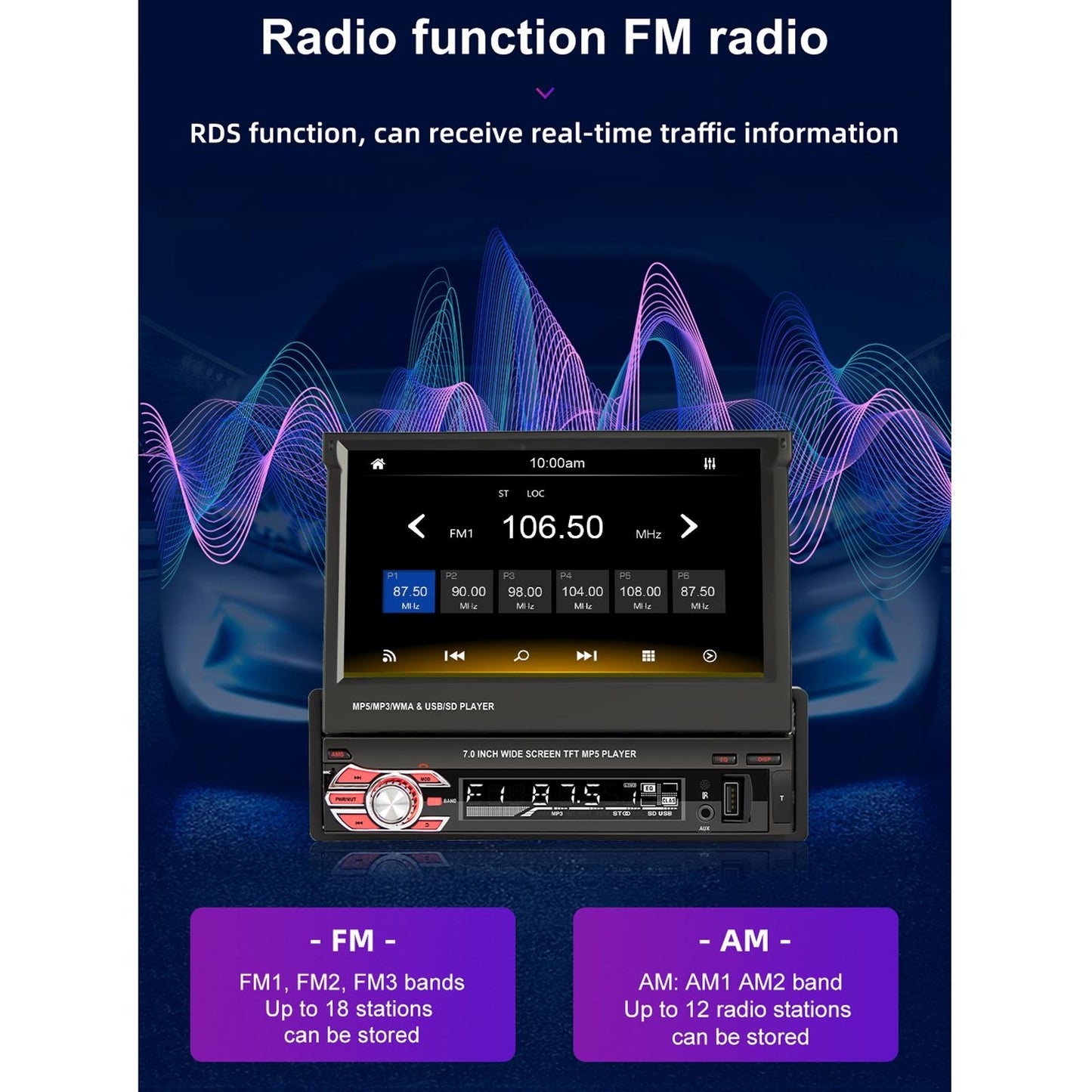 7 Inch Hd Car Mp5 Player W / Gps Bluetooth Mirror Link Fm Tf & Usb