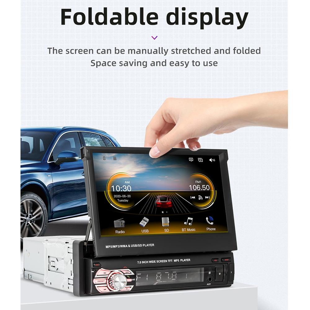 7 Inch Carplay Mp5 Player W / Retractable Screen Fm Bluetooth Tf Card - 9601C