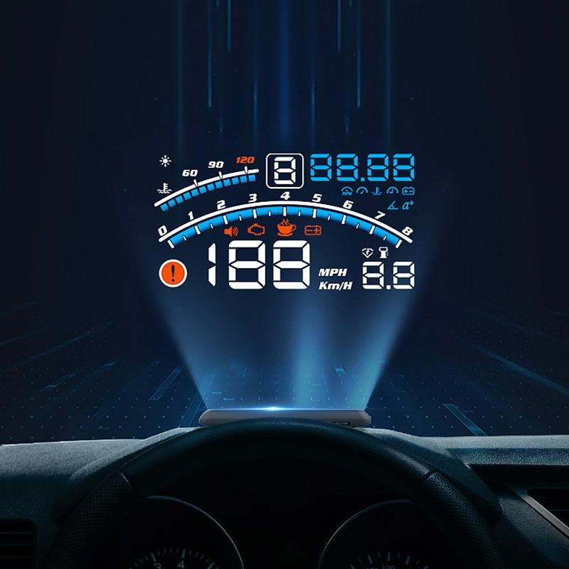 5.5 Inch Obd Hud Head Up Display Speed Alarm Shift Reminder Time Display