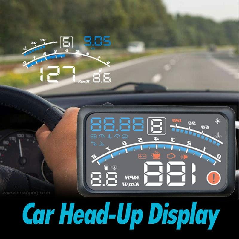 5.5 Inch Obd Hud Head Up Display Speed Alarm Shift Reminder Time Display