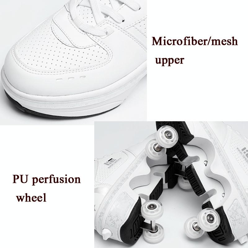 Versatile Double Row Rune Roller Skates - Size 42 - Low-Top Without Light (White)