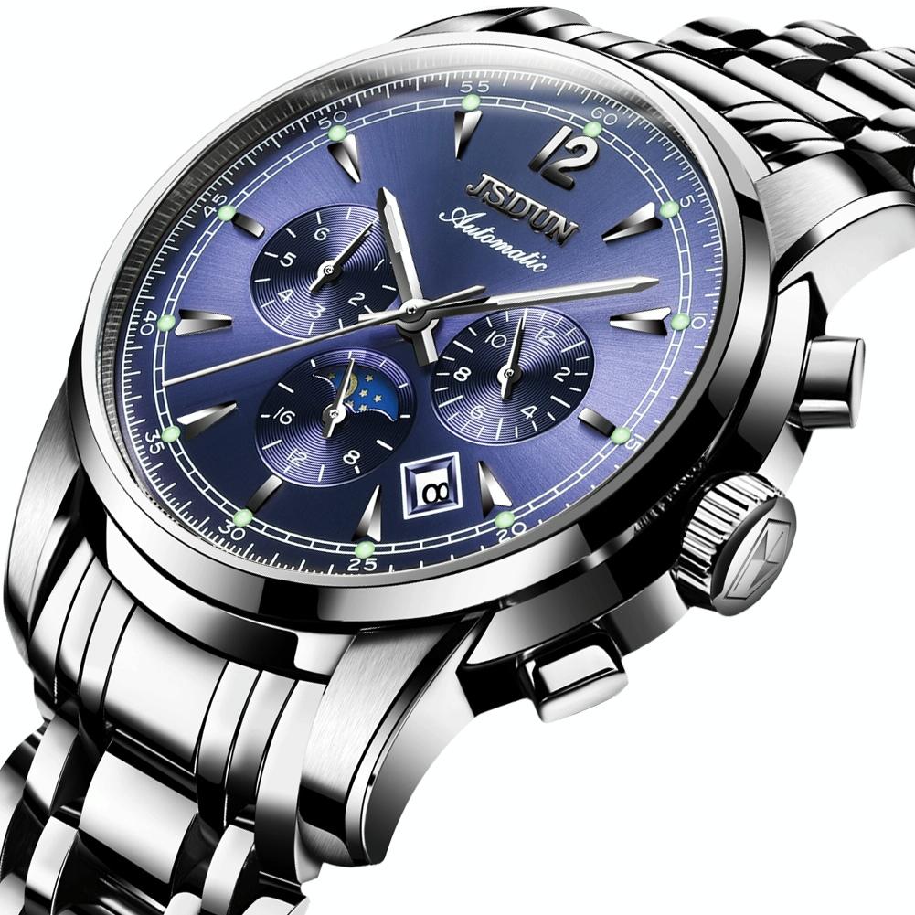 Waterproof Luminous Mechanical Watch for Men - 8750 - Silver Blue
