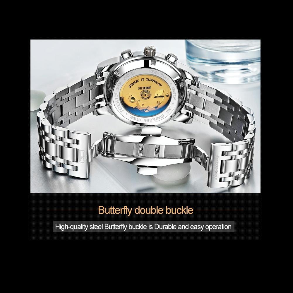 Waterproof Luminous Mechanical Watch for Men - 8750 - Silver Blue