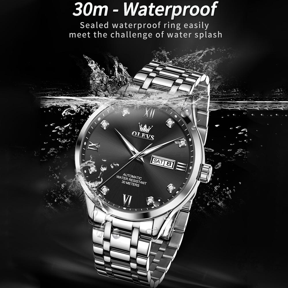 Waterproof Quartz Watch with Diamond Roman Scale for Men - Grey + Silver