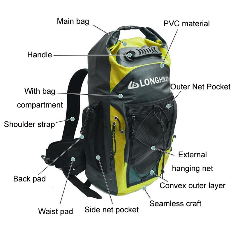 Outdoor Diving Fin Backpack Drifting Swimming Fishing Ski Bag - Yellow