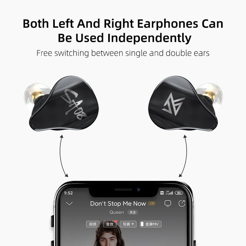 Kz Sa08 Wireless 5ba Bluetooth Tws Earphones - Black
