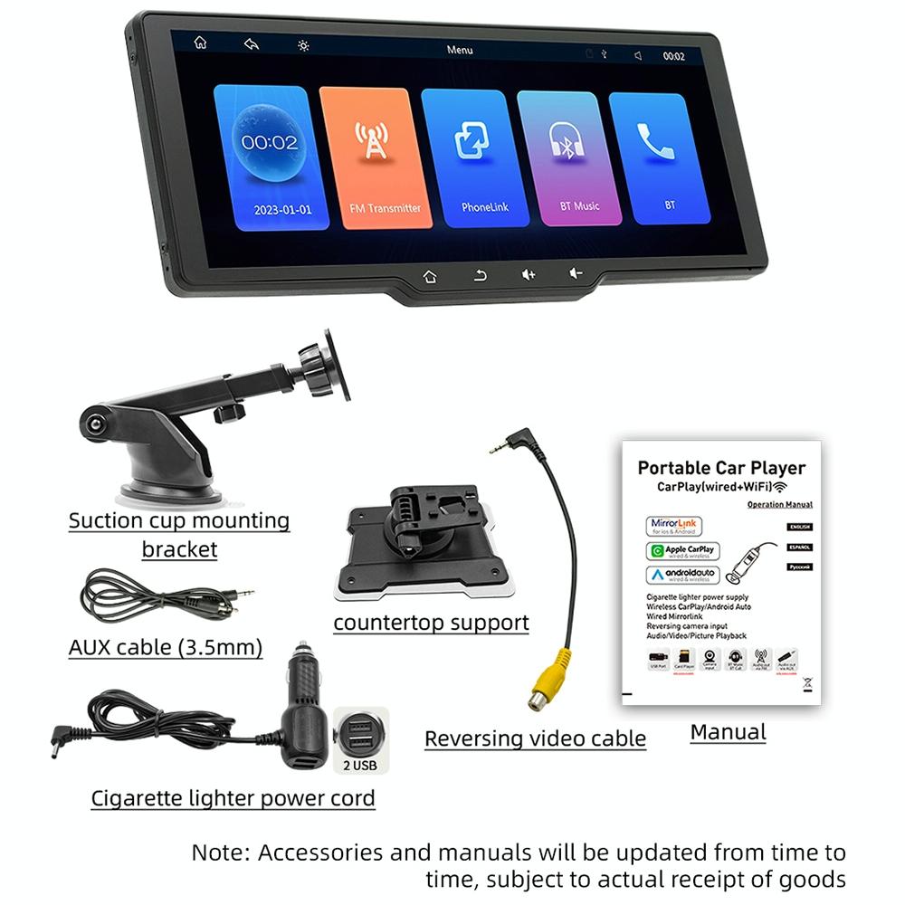9.38 Inch Car Mp5 Player With Carplay / Android Auto - Portable Black
