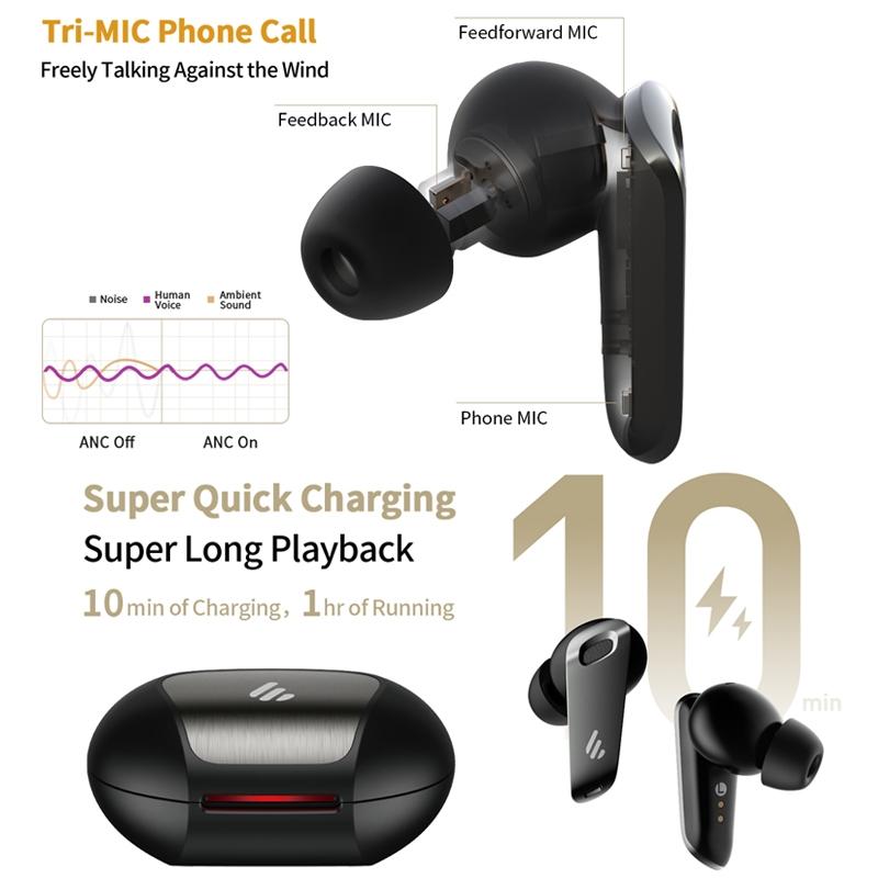 Shadow Black Wireless Bluetooth Earphones - Waterproof and Dustproof