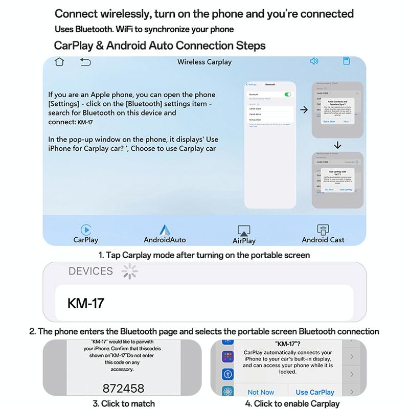 7 Inch Carplay Portable Car Video Navigation - Black
