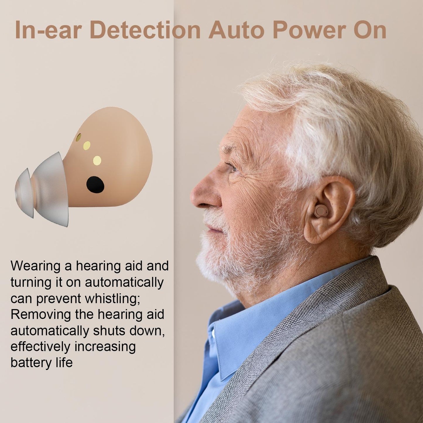 Digital In Ear Tws Hearing Aid Rechargeable & Invisible - Skin Colour