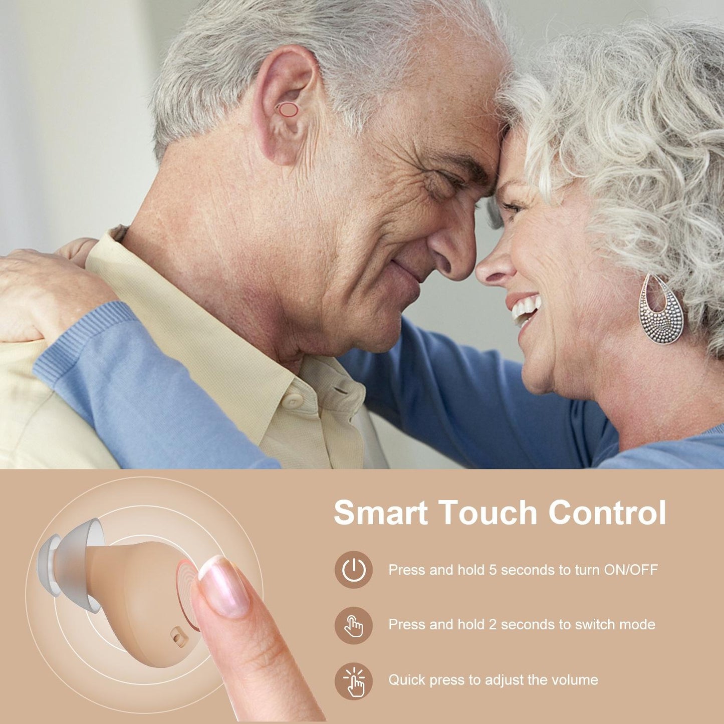 Digital In Ear Tws Hearing Aid Rechargeable & Invisible - Skin Colour