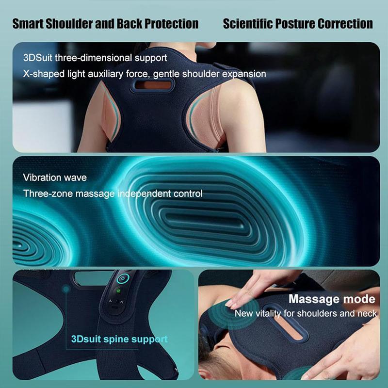 Electric Shoulder Neck Massage Belt Back Correction Belt Navy Blue