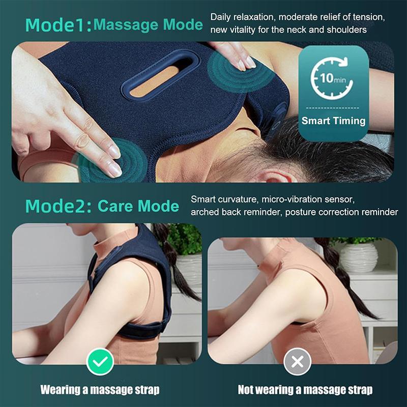 Electric Shoulder Neck Massage Belt Back Correction Belt Navy Blue