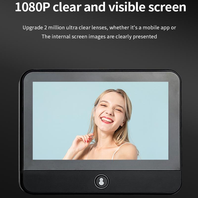 1080P Wifi Smart Cat Eye Video Doorbell With 4.3 Ips Lcd Screen And Infrared Night Vision Black