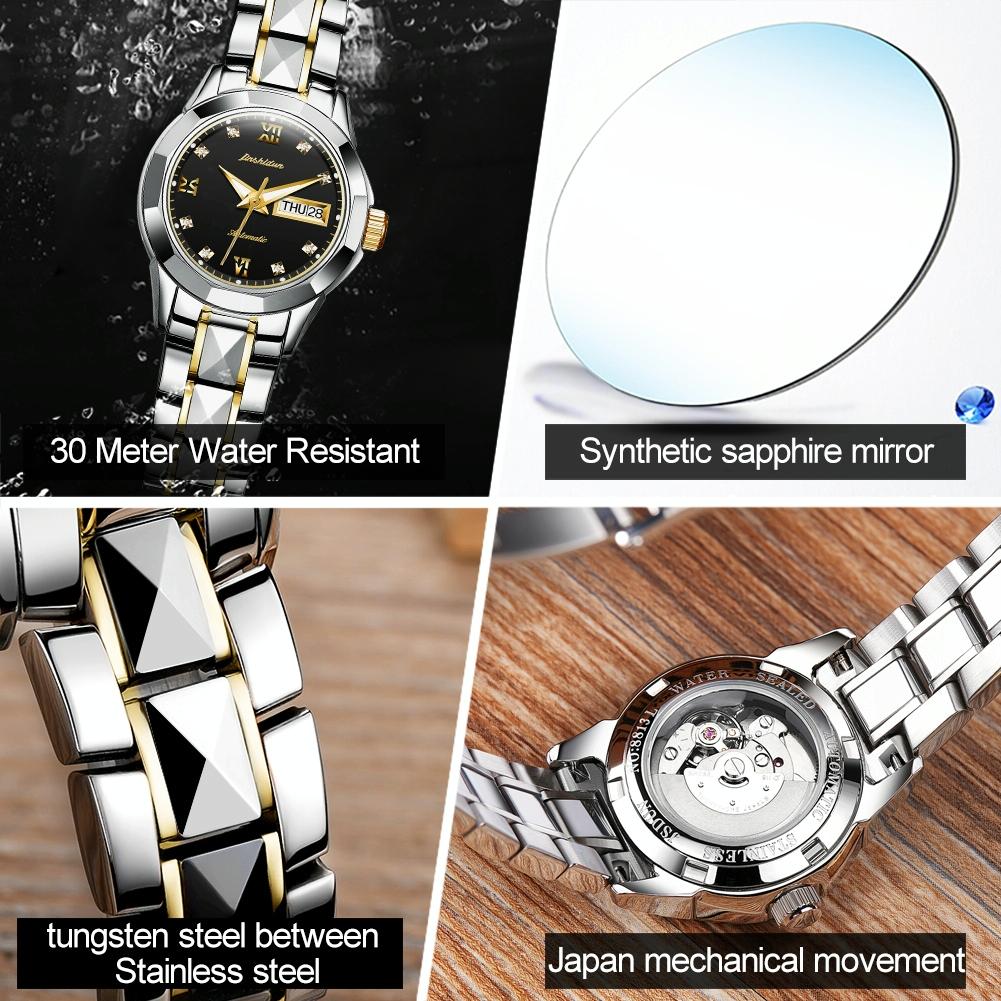 Stylish Waterproof Luminous Women Automatic Watch - 8813 - Silver Blue