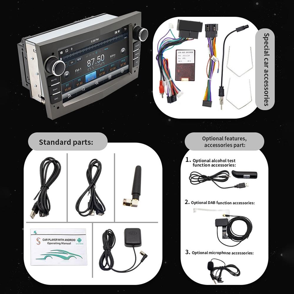 7 Inch Car Mp5 Player With Dab Function & Carplay / Android Auto For Opel - 1Gb + 16Gb - 2Gb + 32Gb Black