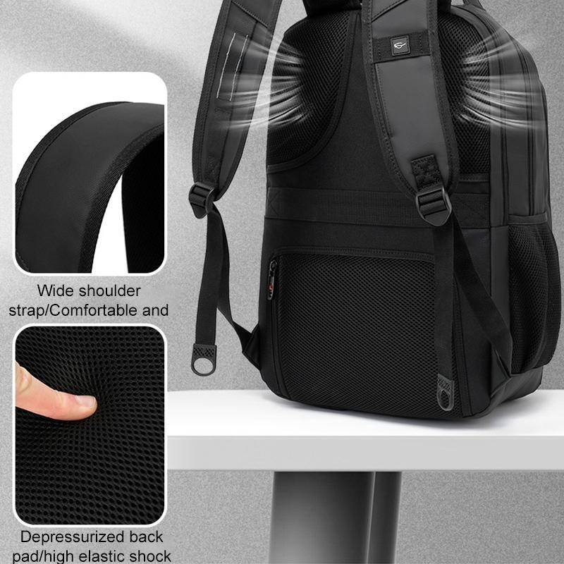Waterproof Double Shoulder Backpack With Usb Black - 20 Inch