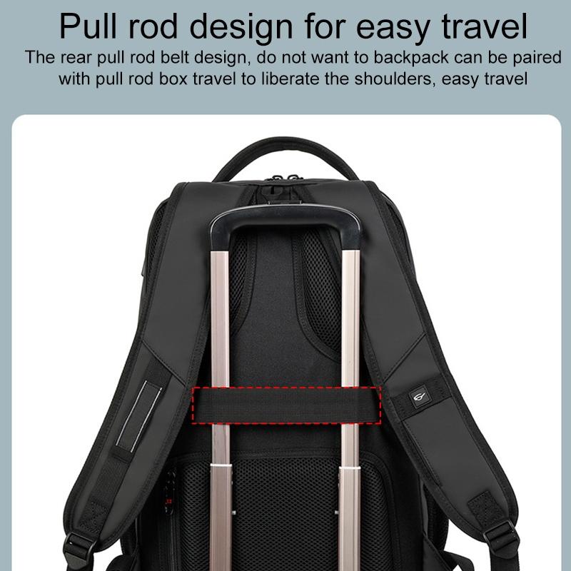 Waterproof Double Shoulder Backpack With Usb Black - 20 Inch