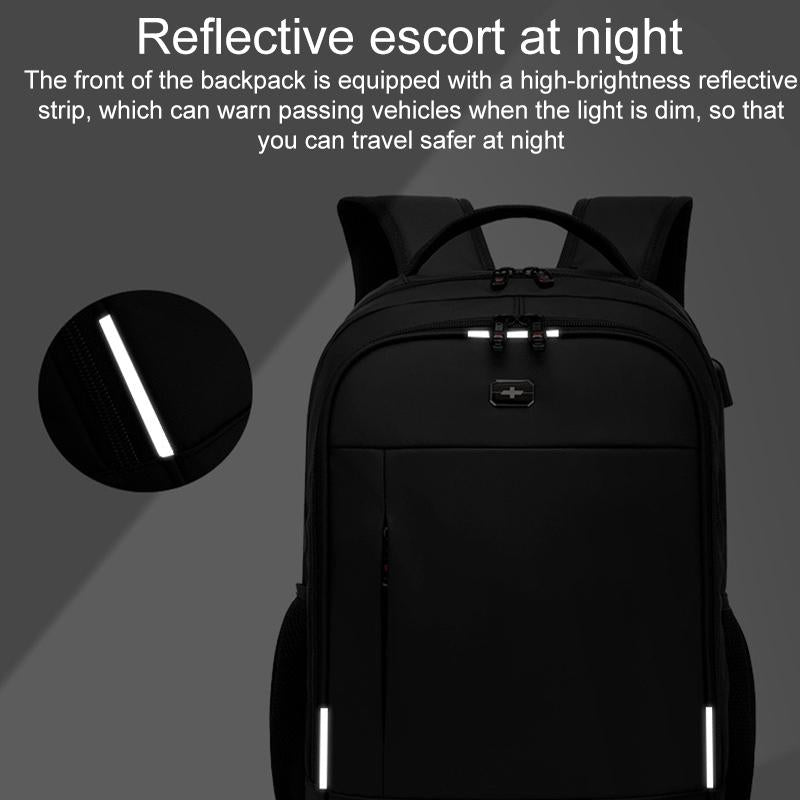 Waterproof Double Shoulder Backpack With Usb Black - 20 Inch