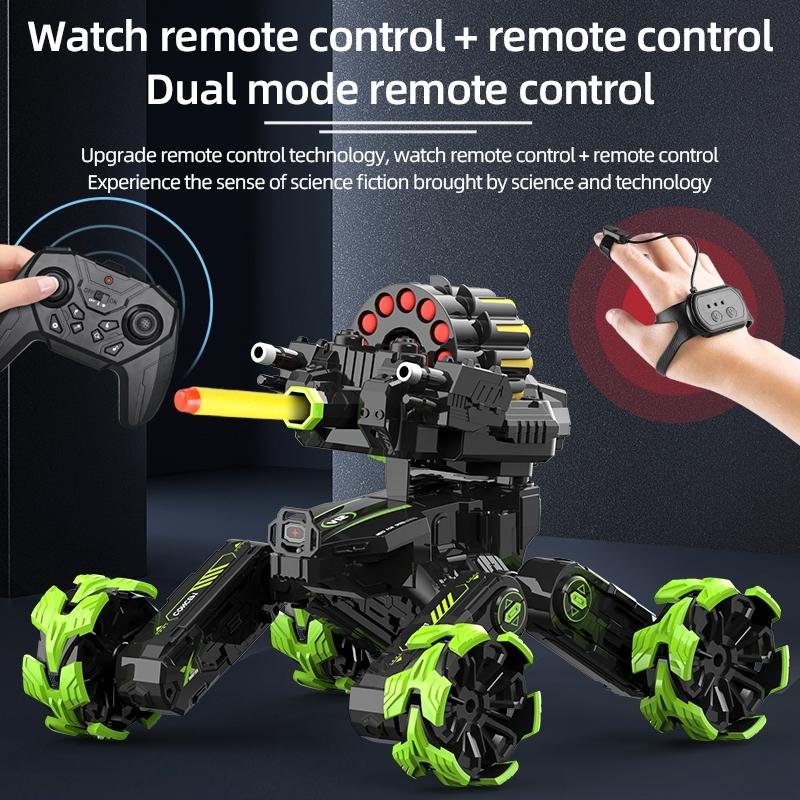 Remote Control Water Bomb Car - Dual Control Four-wheel Battle Blooming Tire Spray - Blue