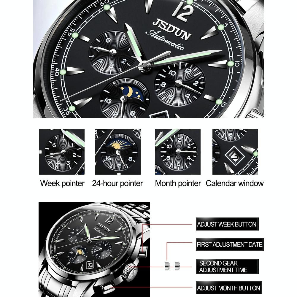 Waterproof Luminous Mechanical Watch for Men - 8750 - Silver Black
