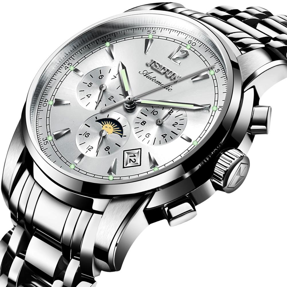 Waterproof Luminous Mechanical Watch for Men - 8750 - Silver Black