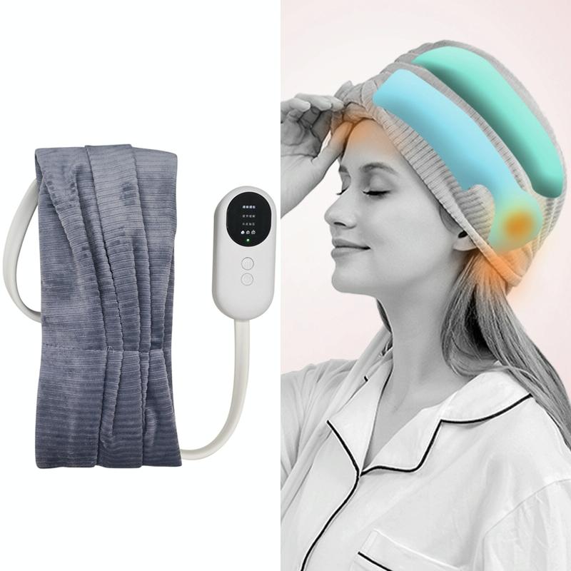 Air Wave Head Massager With Heating & Airbag Compression - Grey