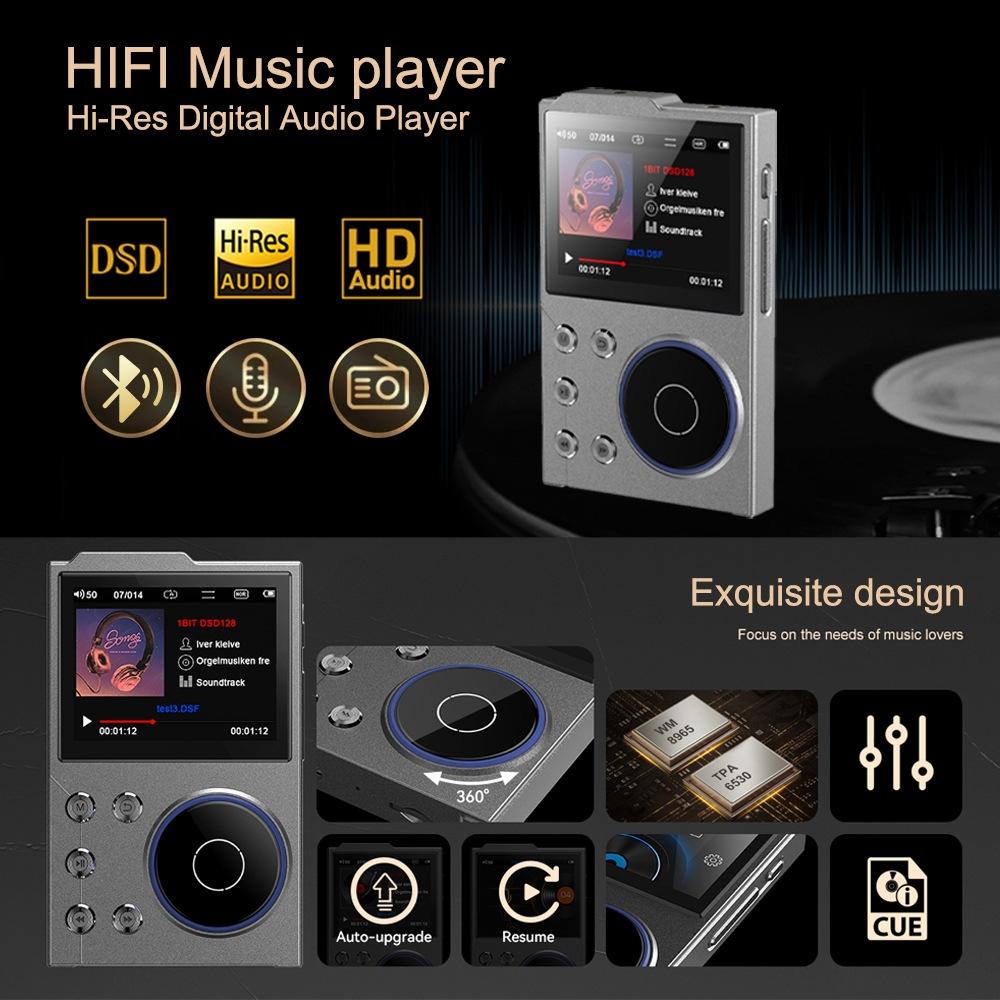 2.4 Inch Hifi Bluetooth Music Player Dsd256 Mastering Sound Quality 16Gb+16Gb Memory - Black - 16Gb