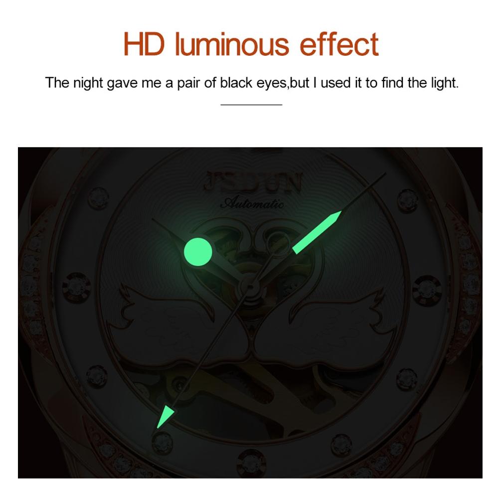 Stylish Waterproof Ceramic Mechanical Watch for Women with Diamond Accents - Black