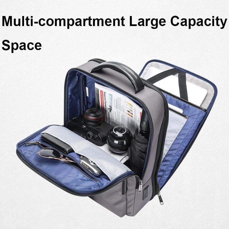 Waterproof Expandable Backpack with Usb Charging - Multi-compartment - Dark Gray