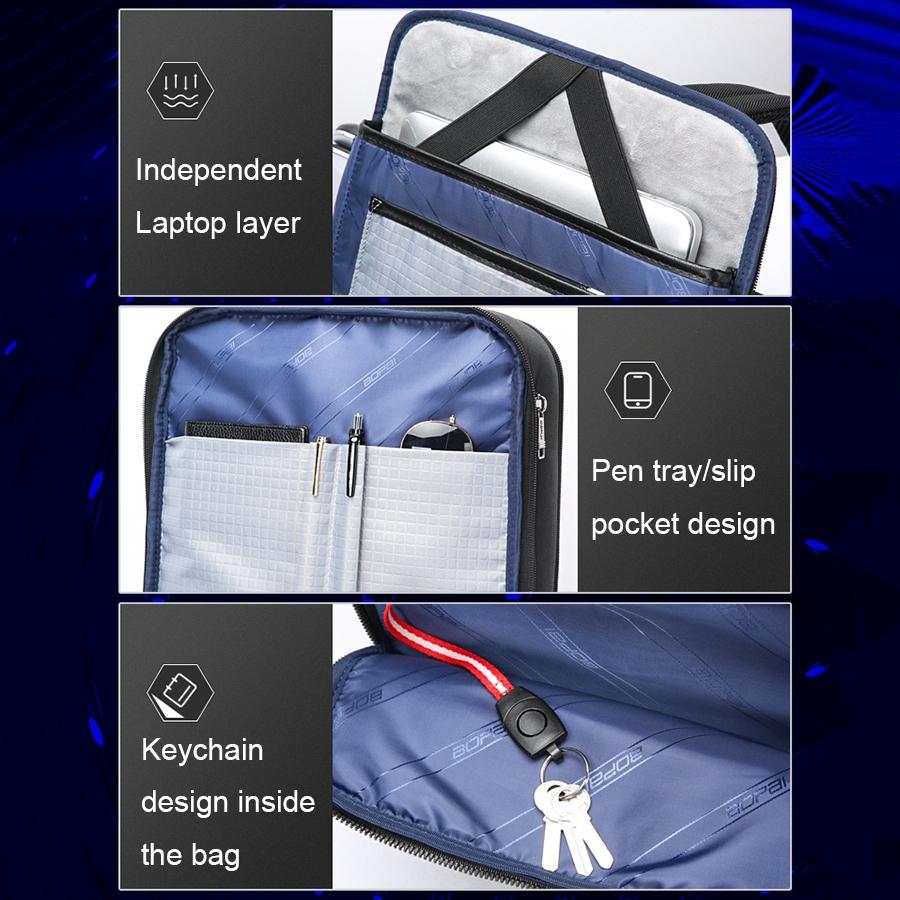 Waterproof Expandable Backpack with Usb Charging - Multi-compartment - Dark Gray