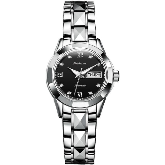 Stylish Waterproof Luminous Women Automatic Watch - 8813 - Silver Black