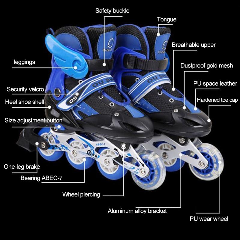 Adjustable Children's Roller Skates Set - Black Size s