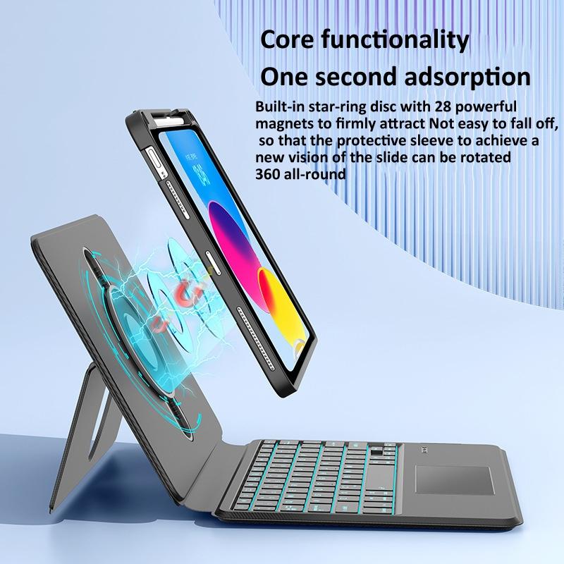 Universal Rotatable Magnetic Keyboard Case For Ipad 10.5 / 10.2 - Suspended Slide Rail Protection - White - For Ipad 12.9 Inch