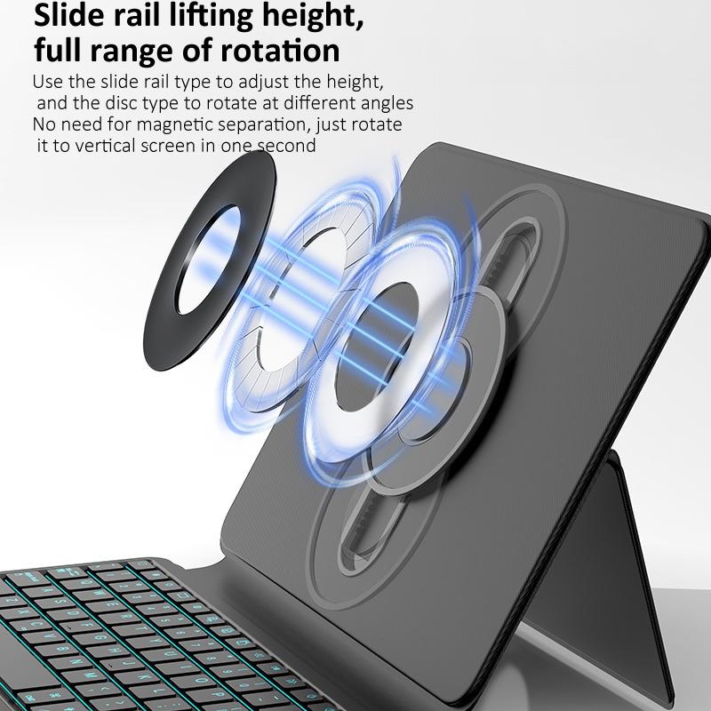 Universal Rotatable Magnetic Keyboard Case For Ipad 10.5 / 10.2 - Suspended Slide Rail Protection - White - For Ipad 12.9 Inch