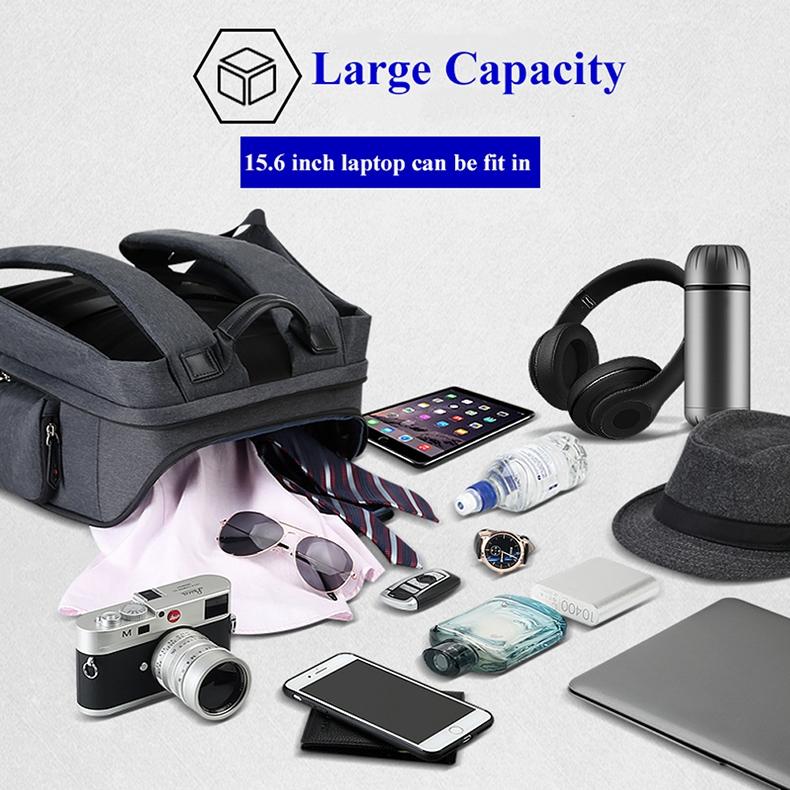 Waterproof Anti-Theft Usb Shoulder Bag - Large Capacity - Black