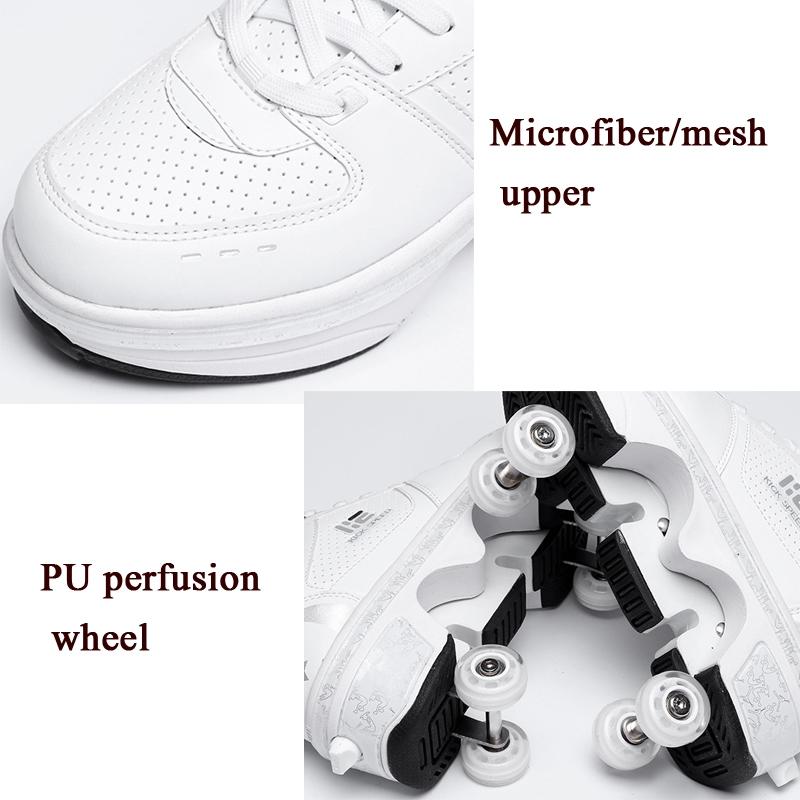 Versatile Double Row Rune Roller Skates - Size 41 - High-Top With Light (White)