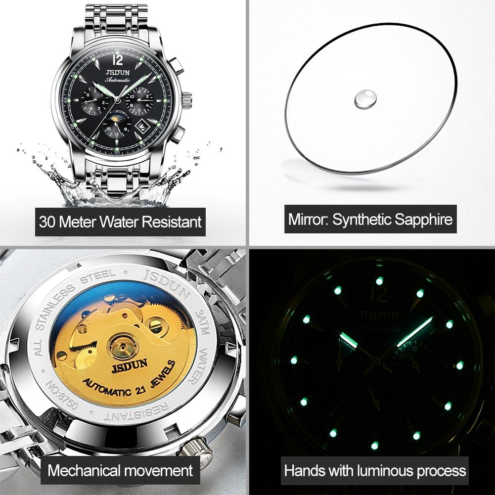 Waterproof Luminous Mechanical Watch for Men - 8750 - Silver White