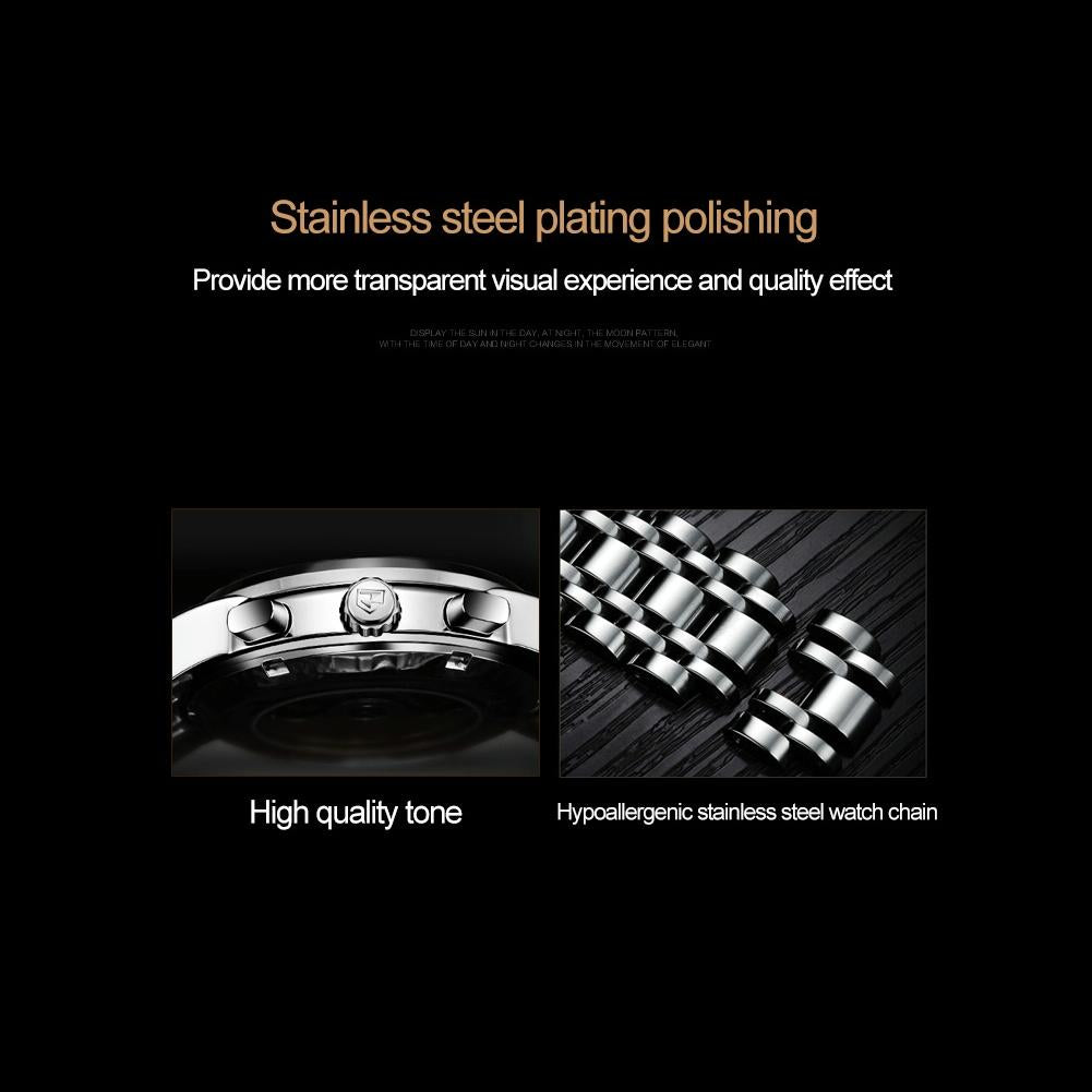 Waterproof Luminous Mechanical Watch for Men - 8750 - Silver White