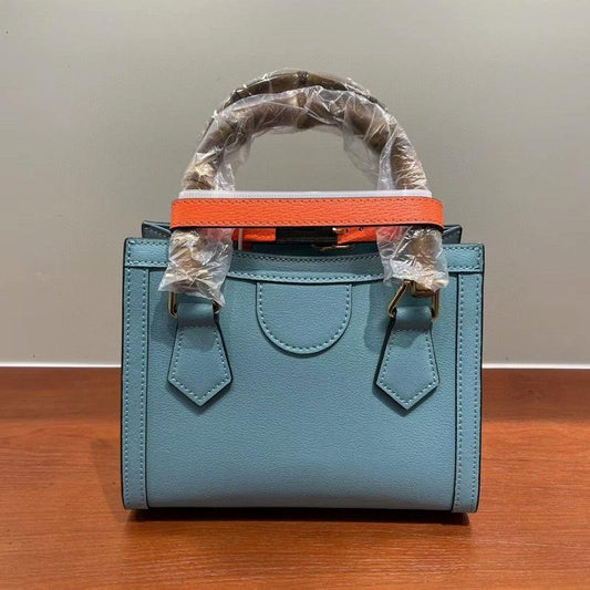 Versatile Cowhide Shoulder Bag for All Occasions - Sky Blue