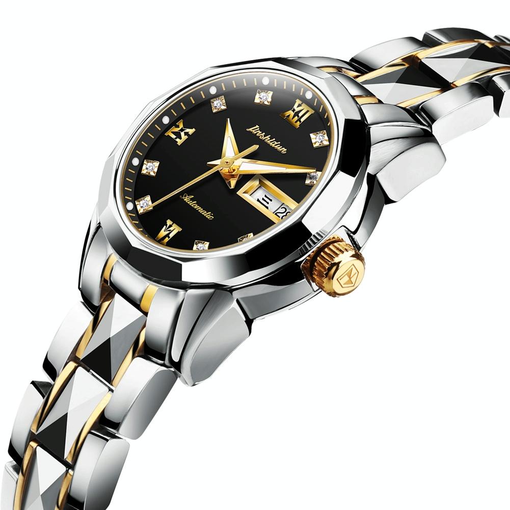 Stylish Waterproof Luminous Women Automatic Watch - 8813 - Silver Gold Blue