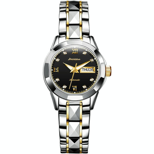 Stylish Waterproof Luminous Women Automatic Watch - 8813 - Silver Gold Black