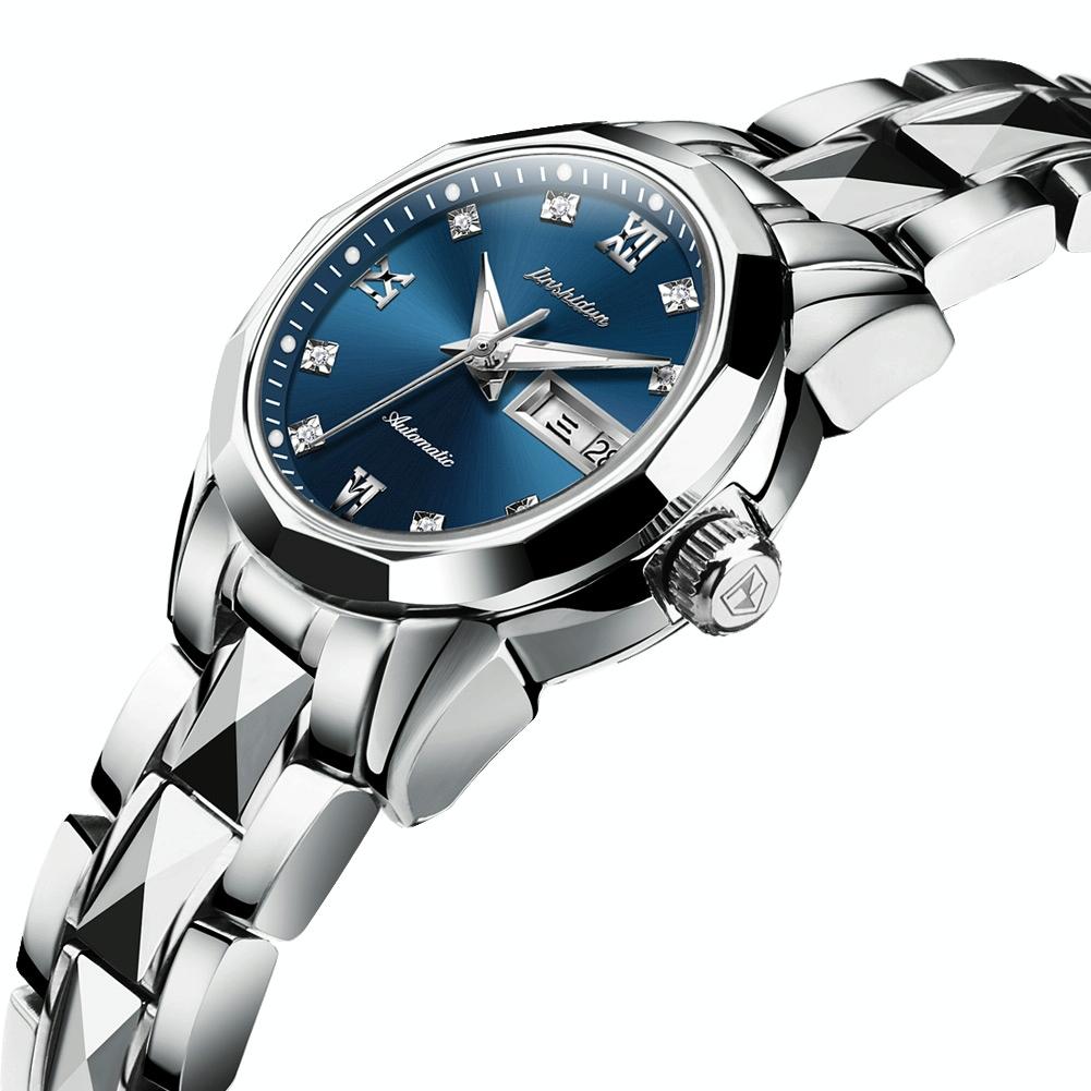Stylish Waterproof Luminous Women Automatic Watch - 8813 - Silver Gold Black