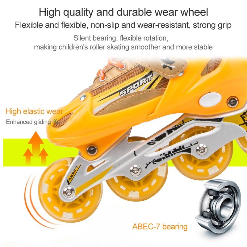 Adjustable Kids Roller Skates Set - Flash Wheels Size m - Gold
