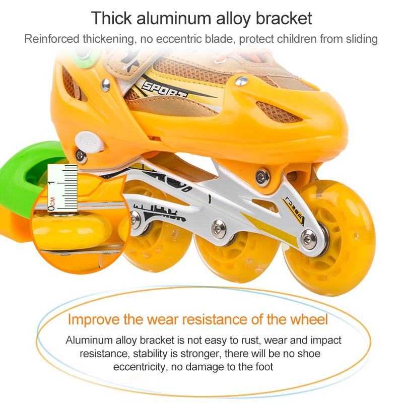 Adjustable Kids Roller Skates Set - Flash Wheels Size m - Gold