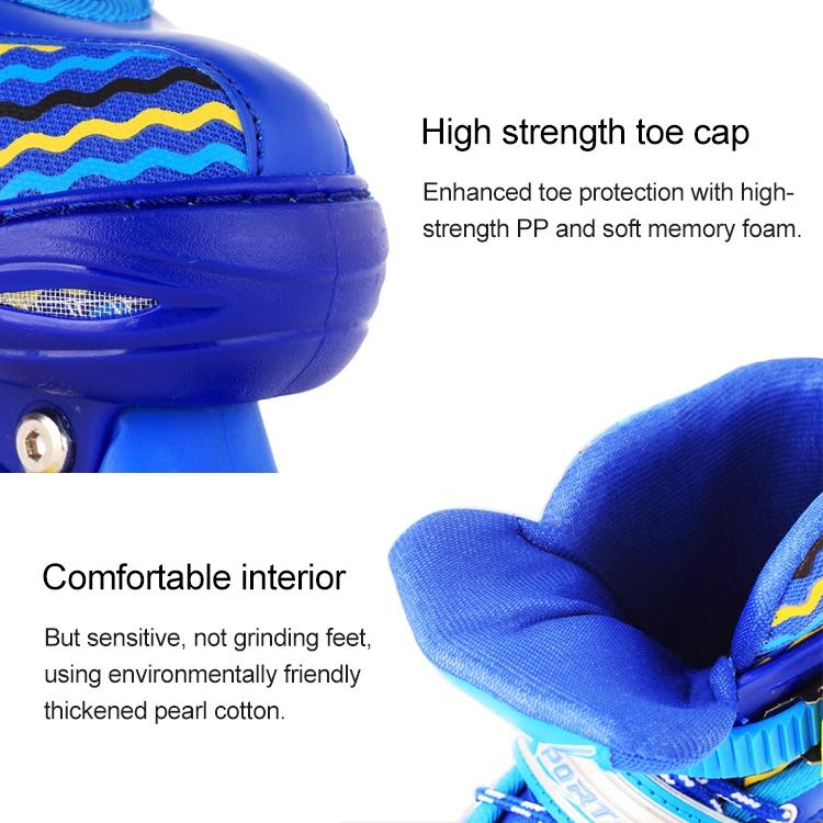 Kids' Double-row Roller Skates - Full-flash White Size m - Blue