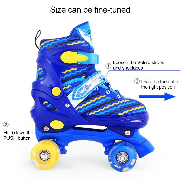 Kids' Double-row Roller Skates - Full-flash White Size m - Blue