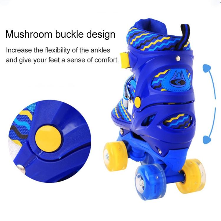 Kids' Double-row Roller Skates - Full-flash White Size m - Blue