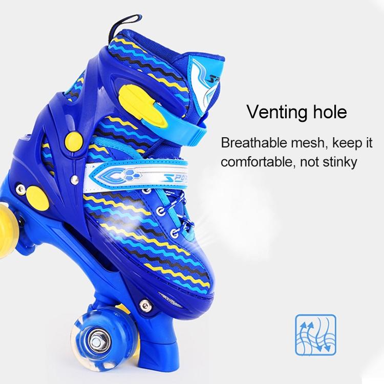 Kids' Double-row Roller Skates - Full-flash White Size m - Blue