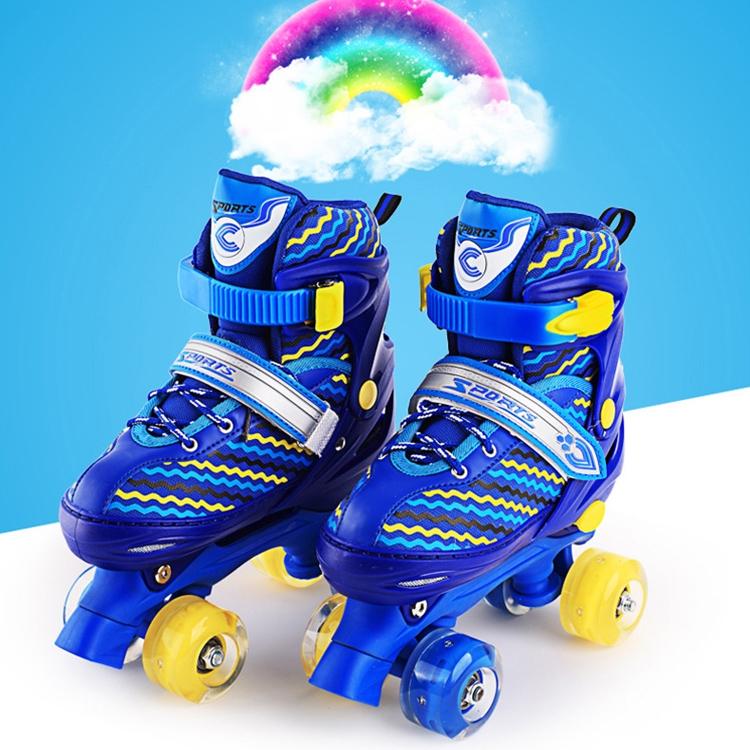 Kids' Double-row Roller Skates - Full-flash White Size m - Blue